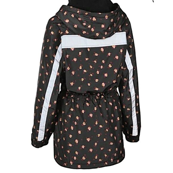 Cabi $190 Rainy Day Jacket Black Floral M Hooded Waterproof Anorak Coat #4115 - Picture 5 of 6